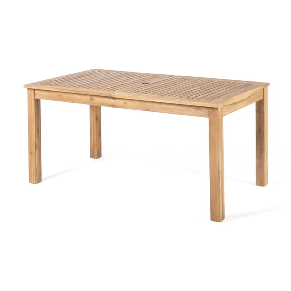 63 To 79 In Expandable Outdoor Dining Table Wood Grain Texture With Umbrella Hole