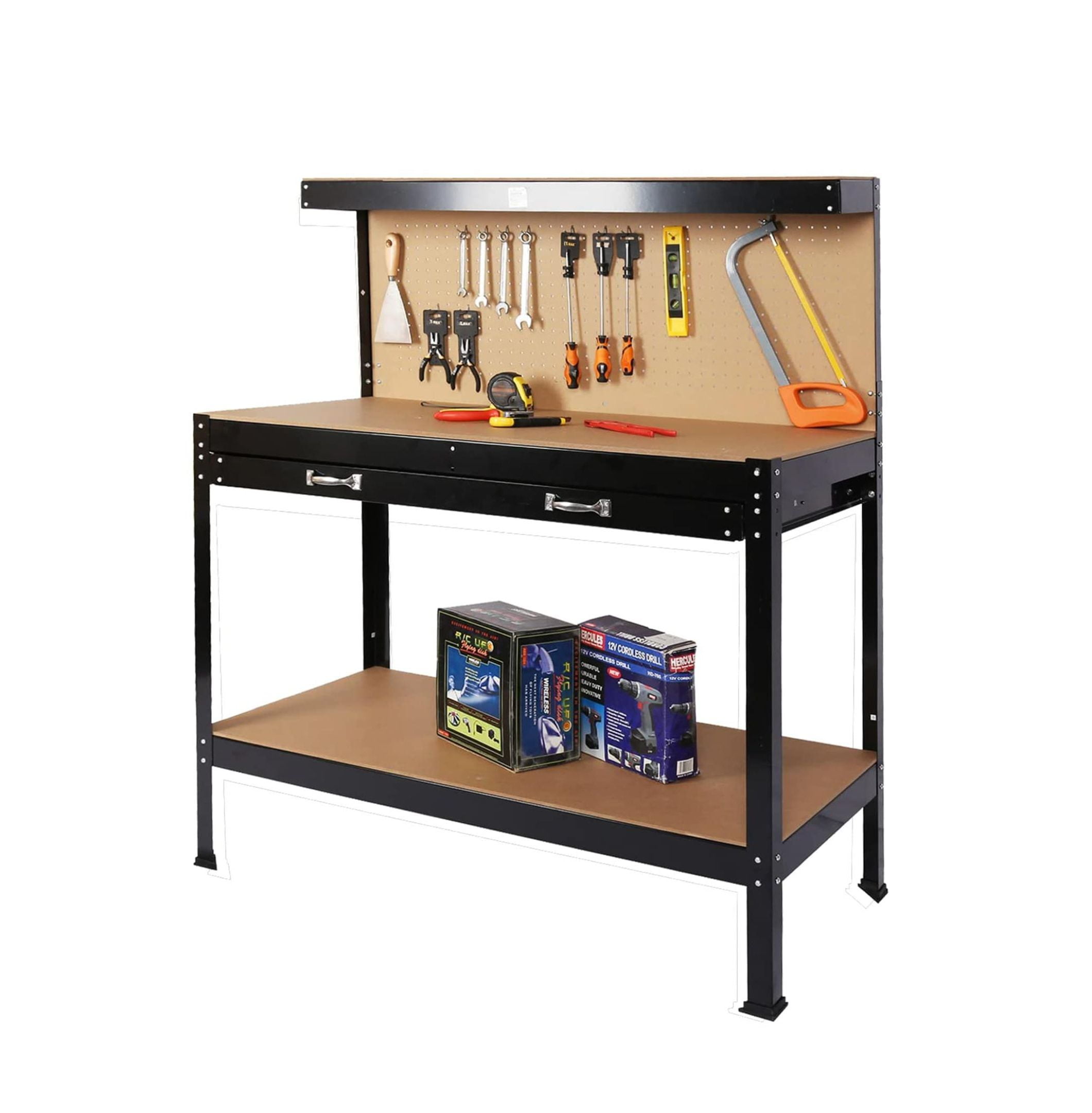 63" Tools Cabinet Working Tables Workbench Tool Storage Workshop Table ...