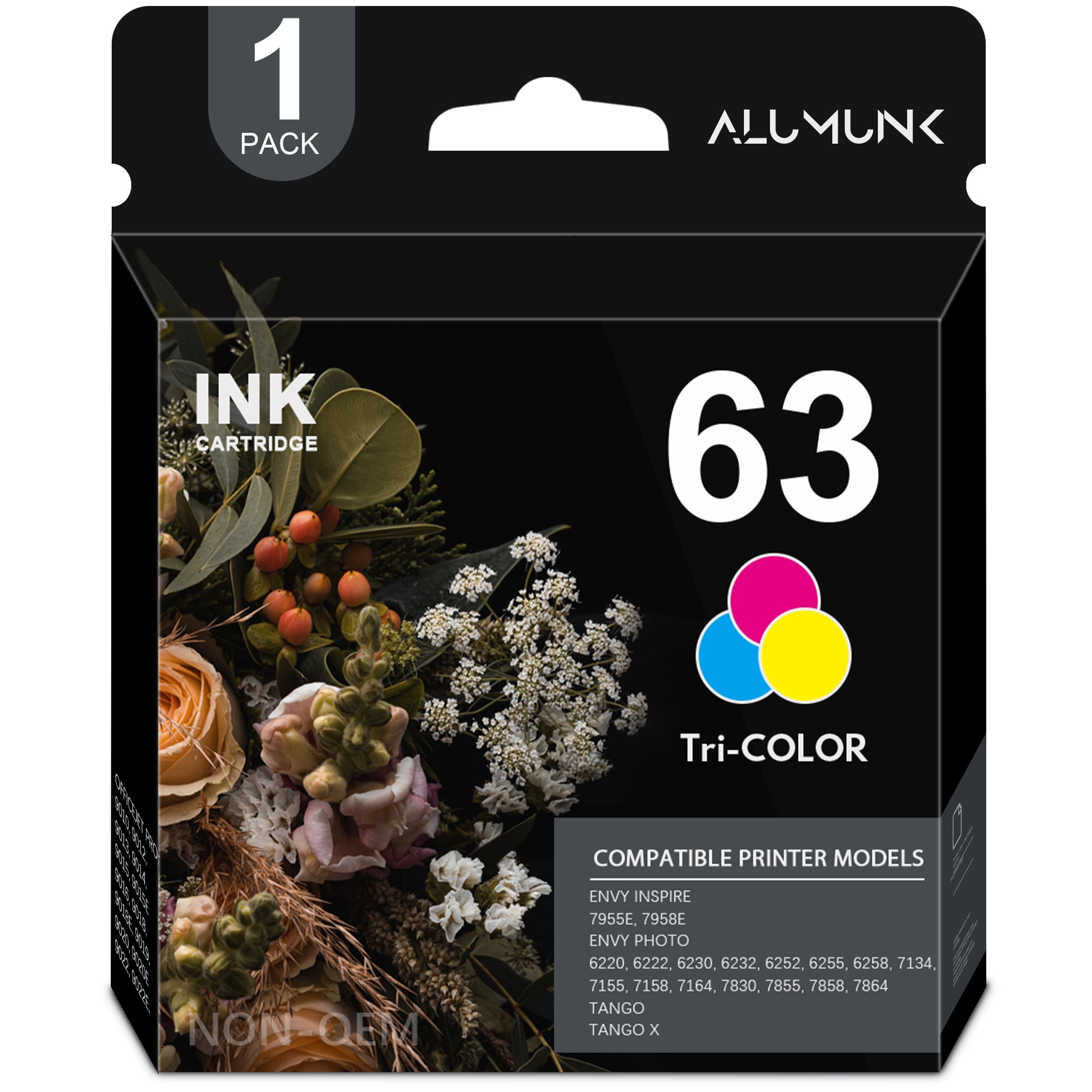 ALUMUINK 63 Tri-Color Ink Cartridge, Compatible with HP 63XL, DeskJet ...