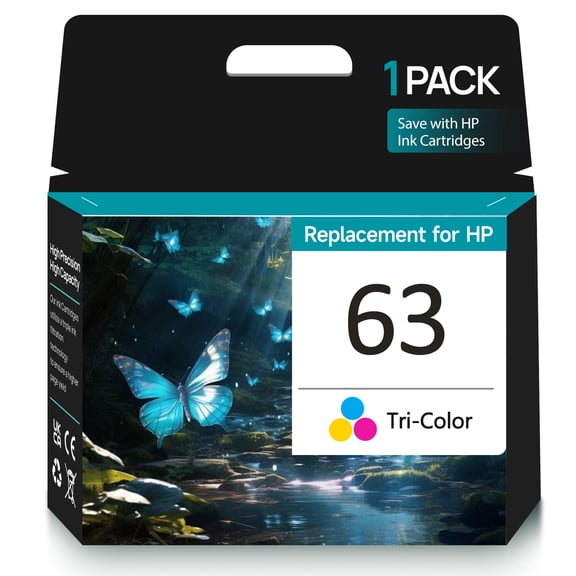 63 Tri-color Ink Cartridge for HP 63 Ink Cartridge Compatible for HP Ink 63 Printer (1 Color)