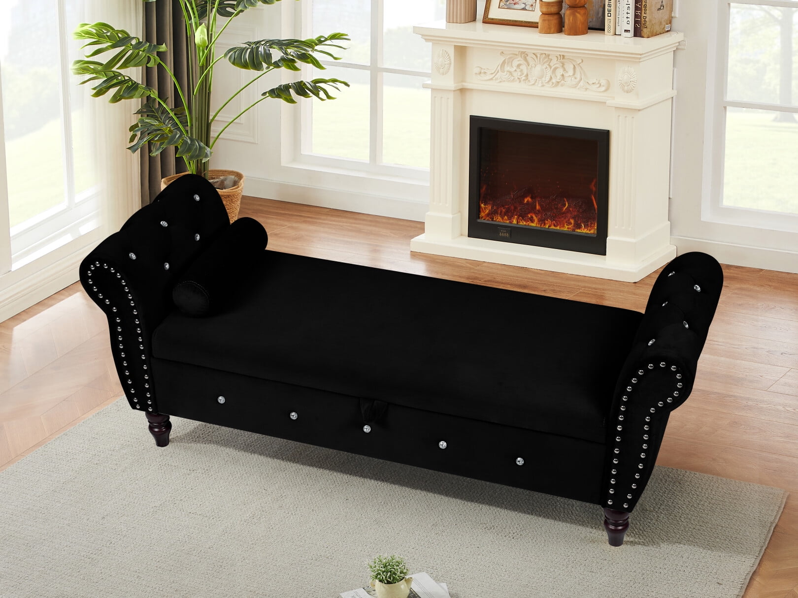 63'' Tufted Storage Bench for Bedroom End of Bed, Velvet Upholstered ...