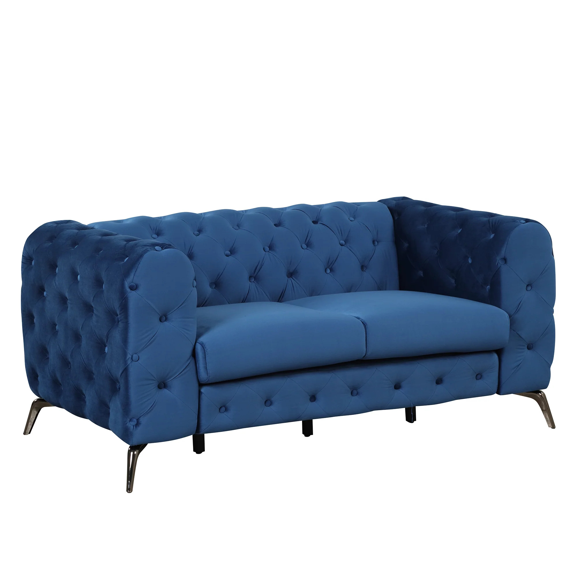 63" Velvet Upholstered Loveseat Sofa, Modern Loveseat Sofa with Button