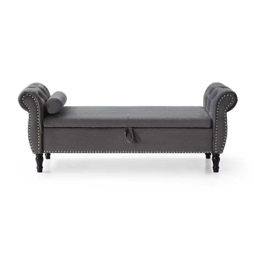 63" Velvet Upholstered Storage Bench for Bedroom, End of Bed Bench Flip ...
