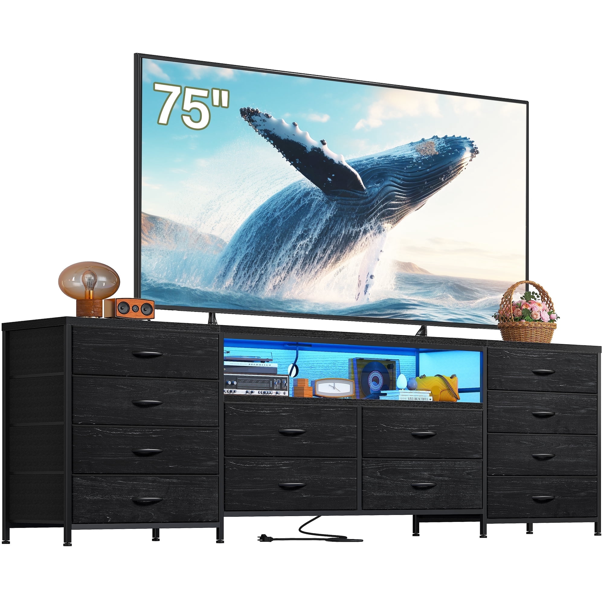 70 inch black dresser Alexa Burnished 7-Drawer Dresser (70")