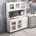 thumbnail image 1 of 63"W 74.8"W Buffet with Hutch, Freestanding Kitchen Pantry White, 1 of 5