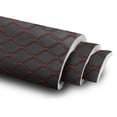 thumbnail image 1 of 63" W Faux Leather Quilted Vinyl Upholstery Fabric for Automotive Headliners, Furniture DIY, Waterproof Scratch-Resistant Foam Padded Backing Material, Black, 2 Yards, 1 of 12