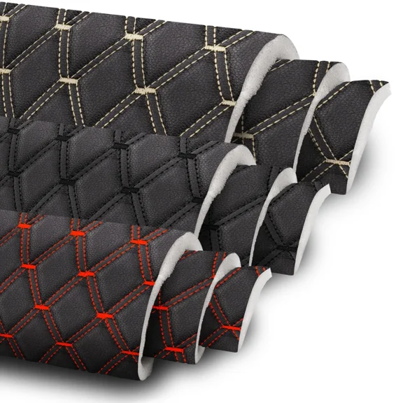 63" W Faux Leather Vinyl Fabric Waterproof Diamond Quilted Upholstery Material for Auto Headliners Car Seats Door Panel Furniture Sofa Chair DIY Black 2 Yard