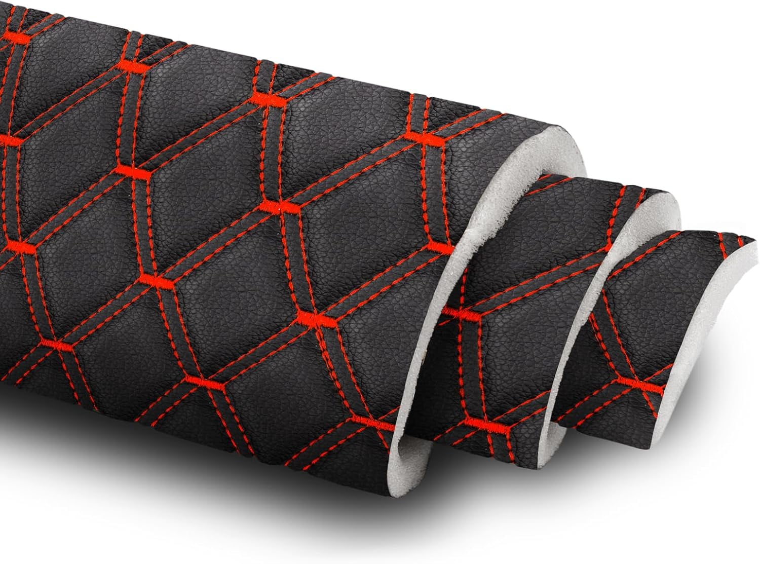 63" W Faux Leather Vinyl Fabric Waterproof Diamond Quilted Upholstery Material for Auto Headliners Car Seats Door Panel Furniture Sofa Chair DIY Black 4 Yard