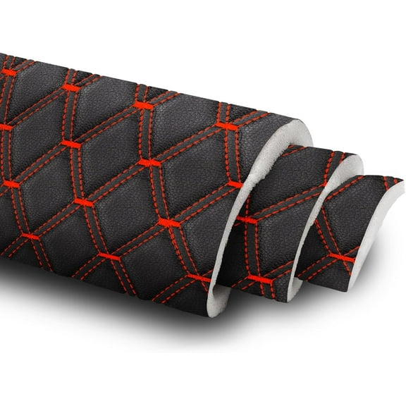 63" W Faux Leather Vinyl Fabric Waterproof Diamond Quilted Upholstery Material for Auto Headliners Car Seats Door Panel Furniture Sofa Chair DIY Black 4 Yard