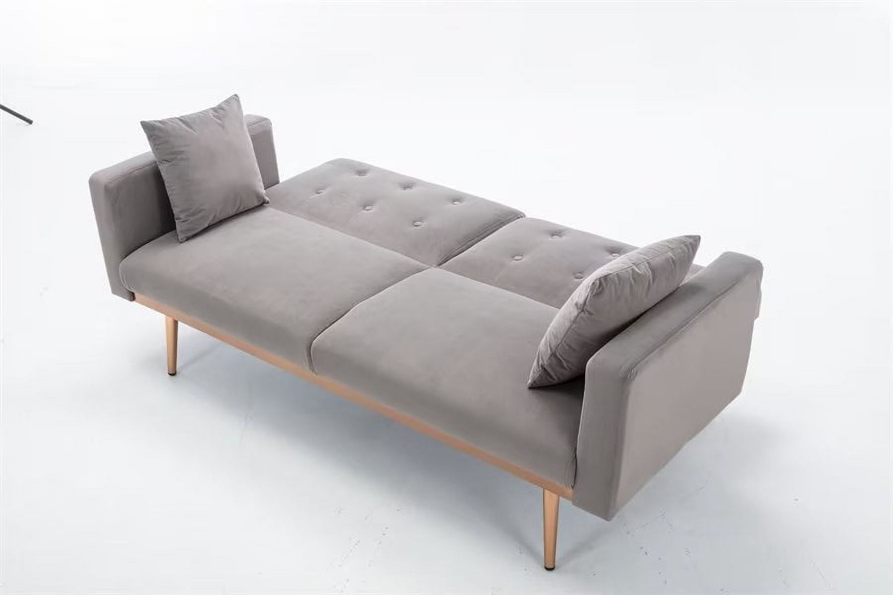63''W Velvet Futon Sofa, Convertible Sleeper Sofa with Adjustable