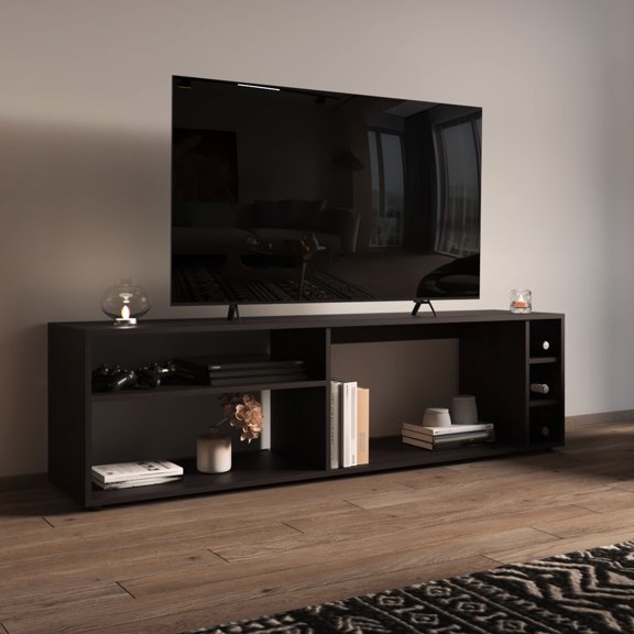 63" Wide, Black Finish - Easy Cable Organization - Primary Living Space - Accommodates Big TVs