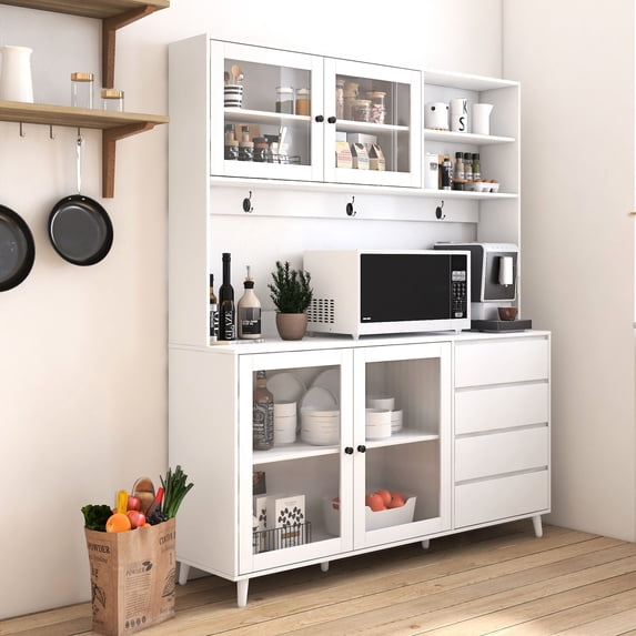63" Wide, White - Multi - layer Design for Messy Objects - Various Indoor Spaces - Organize Items Efficiently