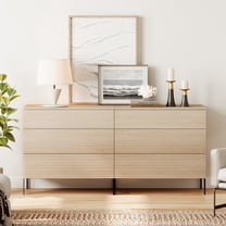 63" Wood Accent Chest Set with Drawers, Modern Credenza Storage Cabinet with Reeded Design for Living Room, Kitchen, Dining Room, Hallway