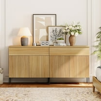 63" Wood Drawer Reeded Dresser for Bedroom Set of 2, Minimalist Modern Cabinet, Storage Dresser Organizer for Bedroom Living Room Hallway Closet