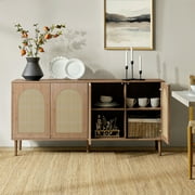 63 Wooden 4 Rattan Arch Doors Sideboard Buffet Storage Cabinet Home Living Room Natural