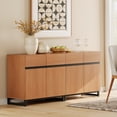 thumbnail image 1 of 63" Wooden Reeded Sideboard with Doors and Drawers, 2-In-1 Modern Credenza Storage Cabinet for Kitchen, Dining Room, 1 of 8