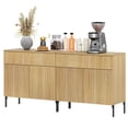 thumbnail image 1 of 63" Wooden Reeded Sideboard with Doors and Drawers, 2-In-1 Modern Credenza Storage Cabinet for Kitchen, Dining Room, 1 of 8