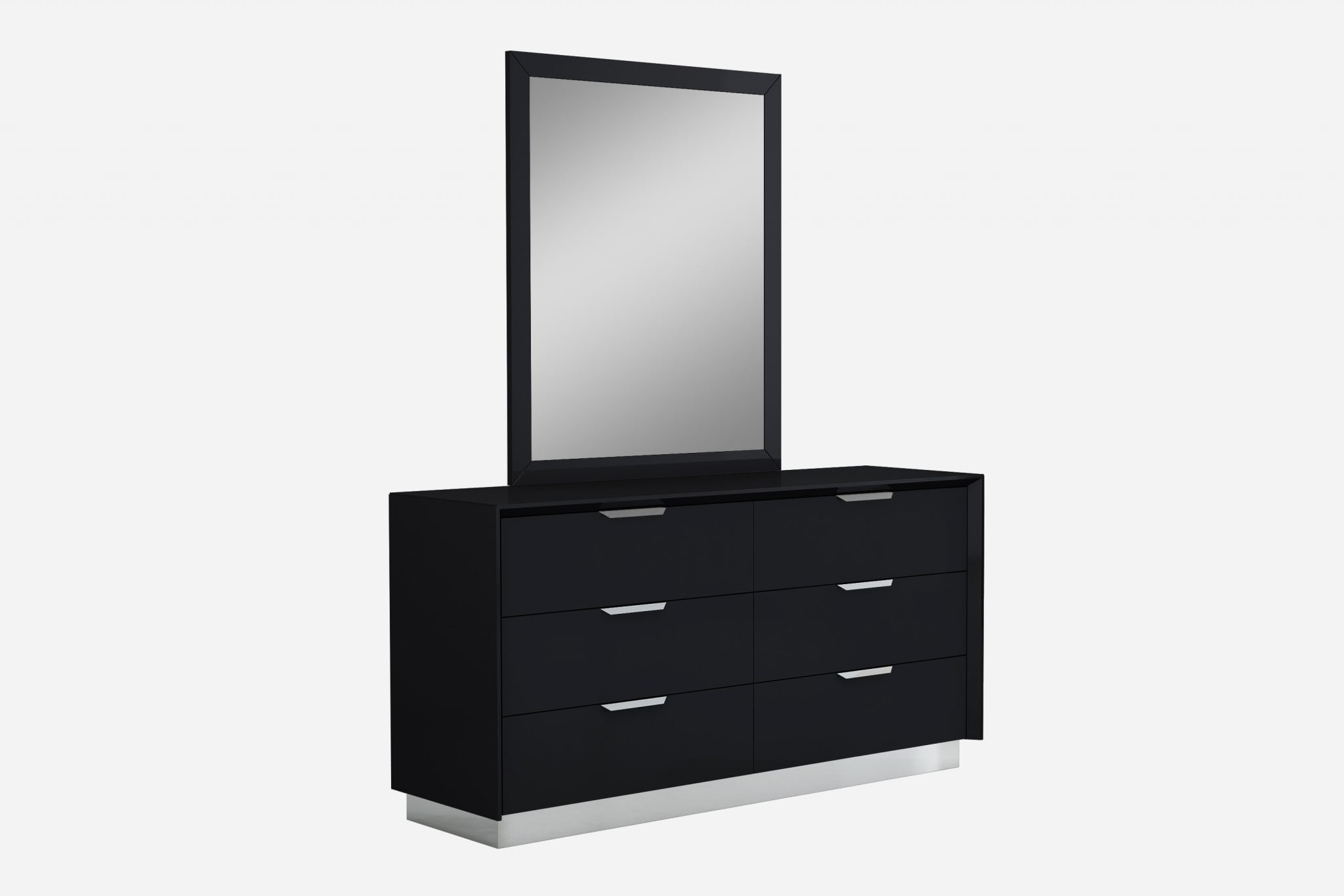 Arto 63'' Black Chrome Double Dresser with Soft Close Drawers