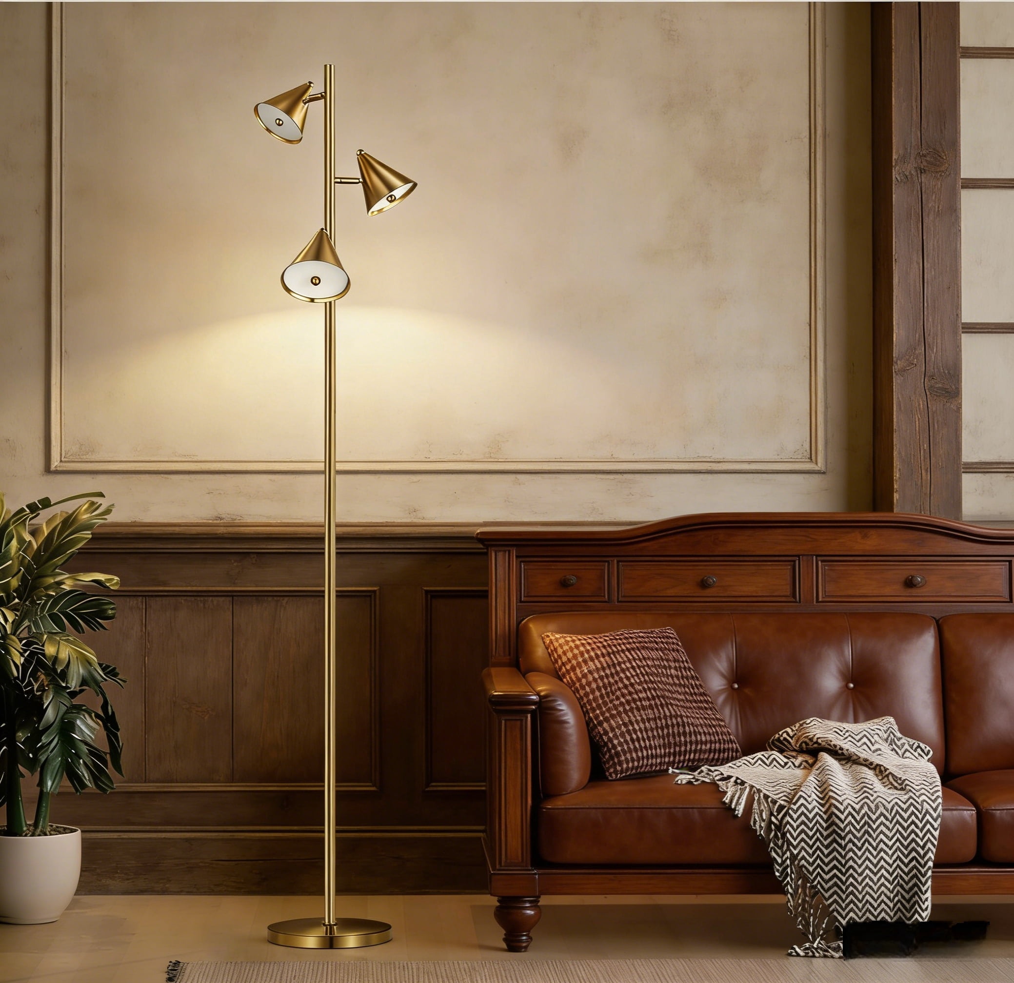 63 in 3 Light  Led Floor Lamp with  Remote Control Bronze ,5CCT & Dimmable,  for Living Room Bedroom Office