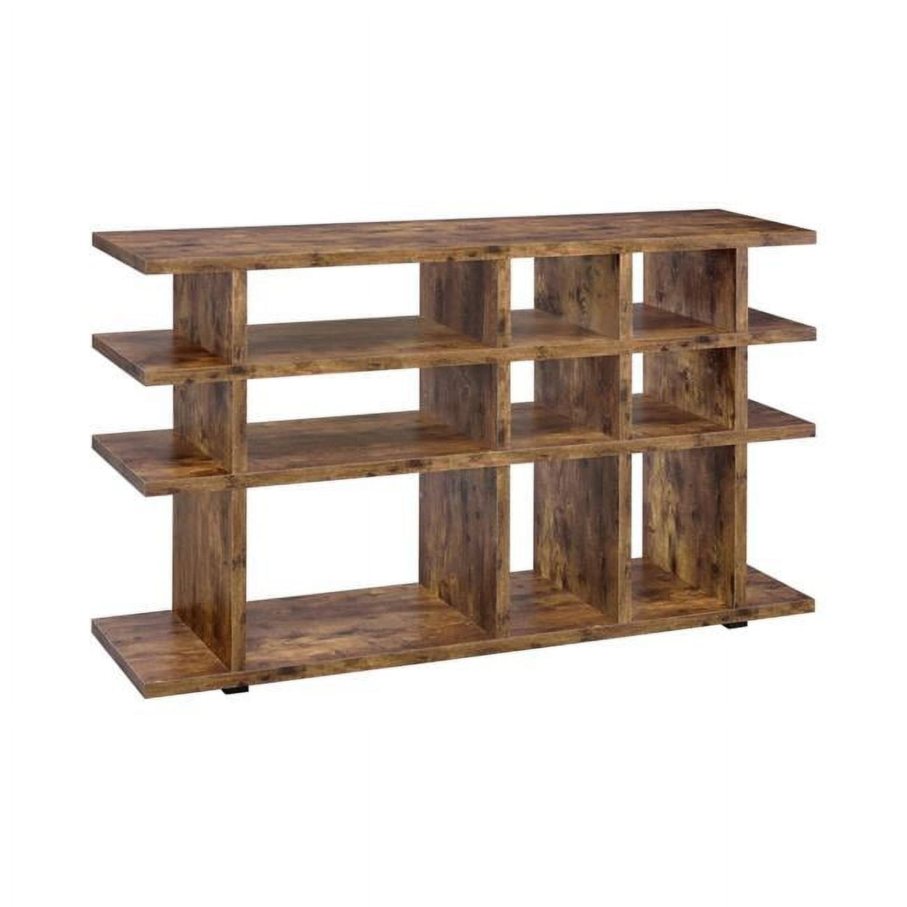 63 in. 3 Tier Divided Shelves Vertical Wood Bookcase, Rustic Brown ...