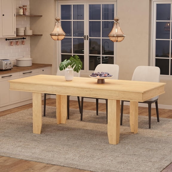 63 in-86.6 in Extendable Dining Room Table for 6-10, Farmhouse Kitchen Tables w/Wooden Sturdy Frame, Large Rectangular Dinner Table for Dining Room, Kitchen