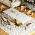 thumbnail image 1 of 63 in-86 in Extendable Dining Table Set for 4-8, Faux Marble Kitchen Table with Golden Base, Modern Rectangular Dinner Room Table with PU Leather Upholstered Chairs(Table + 6 Orange Chairs), 1 of 9