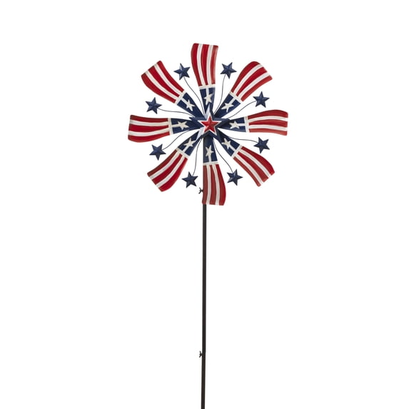 63 Inch Metal Americana Wind Spinner Yard Stake