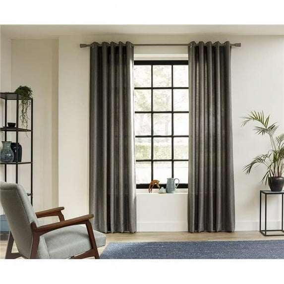 63 in. Smoke Intensions Single Curtain Rod Kit, Grey