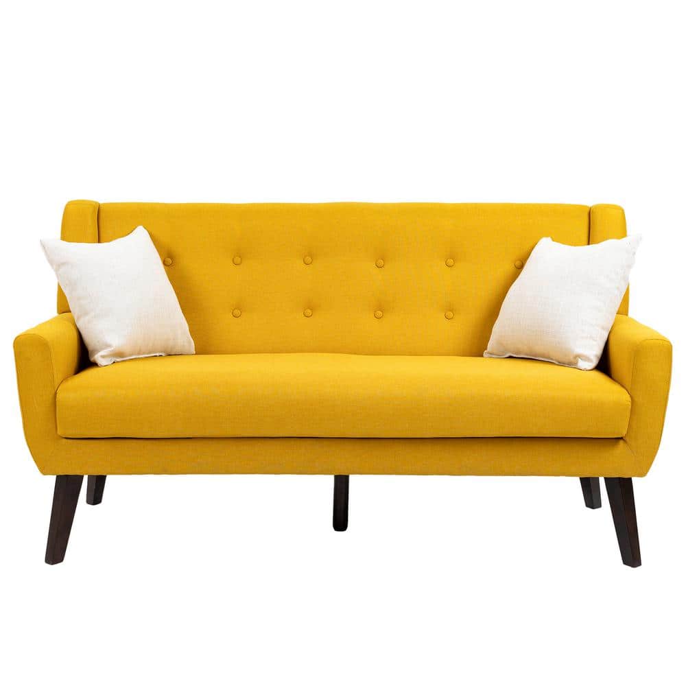 63 in. Straight Arm 2Seater Sofa in Yellow