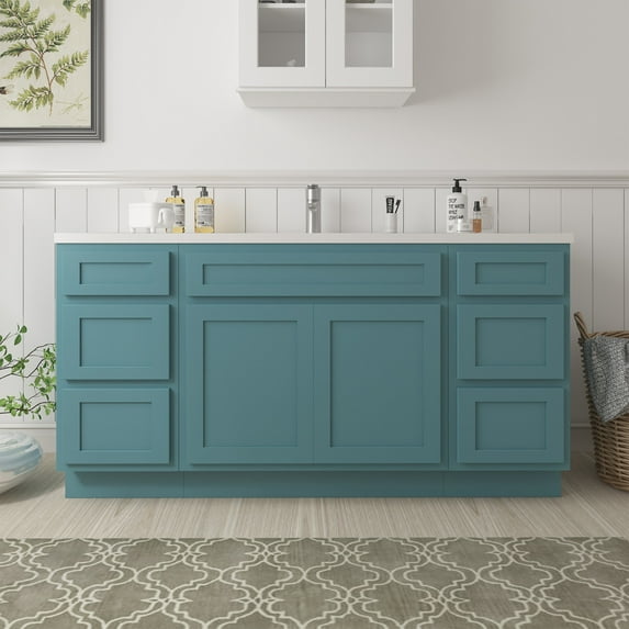 63 in. W x 21 in. D x 32.5 in. H Bath Vanity Cabinet without Top in Sea Green