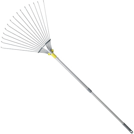 63-Inch Adjustable Garden Leaf Rake with Steel Handle