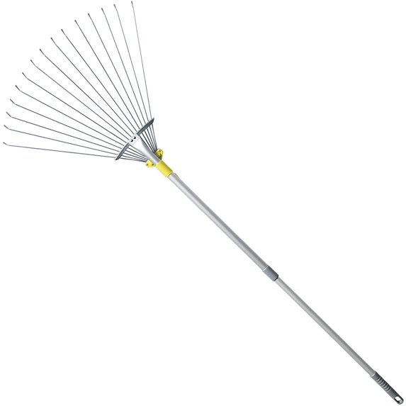63-Inch Adjustable Garden Leaf Rake with Steel Handle
