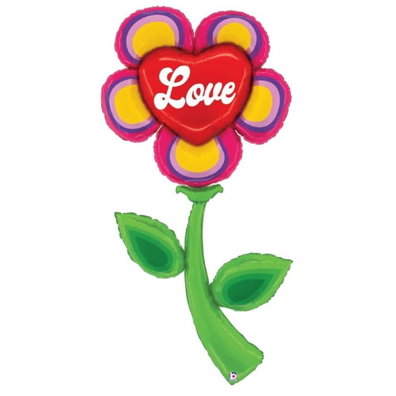 63 inch Fresh Pick Retro Love Flower Betallic Foil Mylar Balloon - Party Supplies Decorations