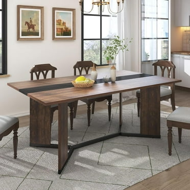 63 inch Large Rectangular Dining Table for 4-6 People, Dining Table with Marble-Color Wood Waterproof Tabletop and Adjustable Leg, Luxurious Family Dinner Table for Office Kitchen Living Room