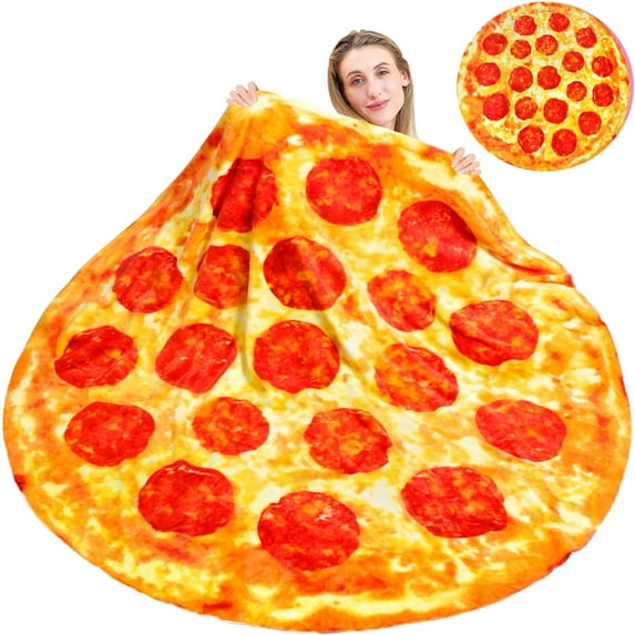 Livhil 63 inch Pizza Blanket Double Sided, Funny Blankets Food Blankets, Tortilla Blanket Realistic Food Throw Blanket (Pizza)