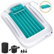 63 inch Small Inflatable Bed with Safety Sides and Pump, Portable Air Mattress for Travel, Camping, Home Use, Includes Pillow and Storage Bag, 1 Set