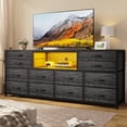 thumbnail image 1 of 63 inch TV Stand Dresser with LED Light and Power Outlets for Bedroom , Media Console Table for 32/45/55/65 inch TVs,Entertainment Center with 12 Drawers,Black Wood Grain, 1 of 8