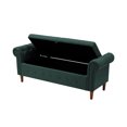 thumbnail image 1 of 63 inches Storage Bench, Cotton and Linen Fabric End of Bed Bench with Rolled Arms and Button Decor, Upholstered Ottoman for Bedroom Living Room and Entryway, Green, 1 of 7