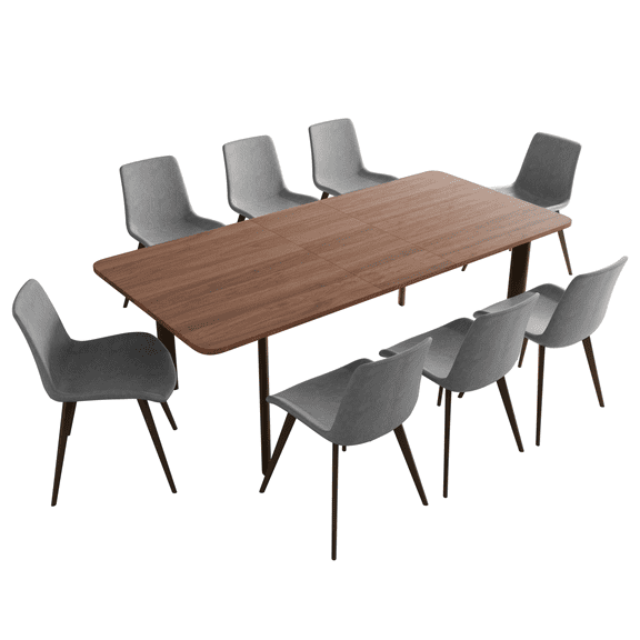 63'' to 78.7'' Extendable Modern Kitchen Dining Table Set, Mid-Century Dining Table Set For 6-8 Personal with Carbon Steel Legs