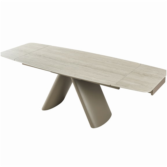 63" to 94.5" Expandable Sintered Stone Table, Heavy Duty Iron Base, Heat-Resistant Dining Table for 8 Seating
