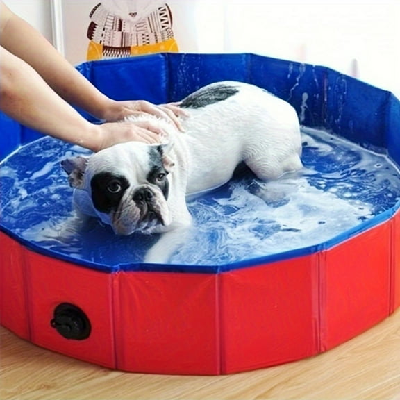 63'' x 12'' Foldable Dog Swimming Pool,Portable Bathtub For Dog Cat Pet Shower Outdoor Indoor Use,Red