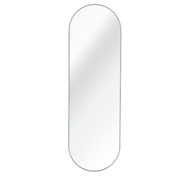 63" x 20" Silver Pill Shaped Full Length Mirror, Wall-Mounted Oval Body Mirror for Bedroom, Bathroom, Dressing Area