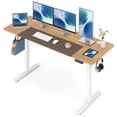 thumbnail image 1 of 63"x 24" Height Adjustable Sit Stand Computer Desk with 3 Memory Presets & Hanging Hooks, Electric Ergonomic Stand up Desk for Home Office, Natural, 1 of 8