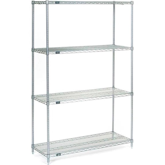 63 x 36 x 14 in. Nexel Stainless Steel Starter Wire Shelving