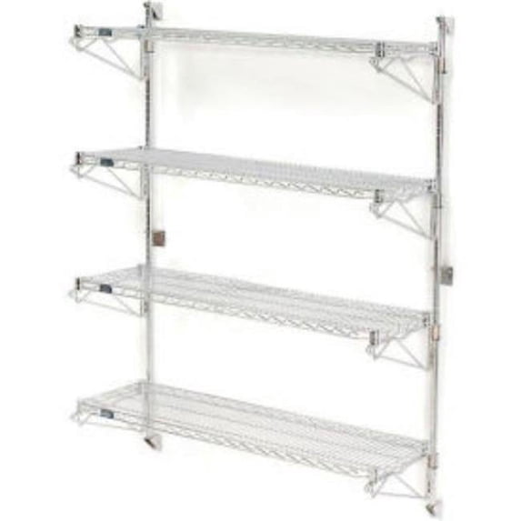 63 x 36 x 18 in. Nexel Poly Green Epoxy Wall Mount 4-Shelf Starter Wire Shelving