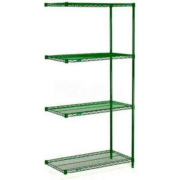 63 x 36 x 21 in. Nexel Poly Green Epoxy Add-On Unit 5 Tier Wire Shelving