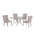 thumbnail image 1 of 63" x 39" Rectangular 5pc Clear Glass Dining Set with Silver Stainless Steel, 1 of 3