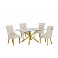 thumbnail image 1 of 63"x 39" Rectangular Clear Glass 5pc Dining Set with Gold Stainless Steel, 1 of 3