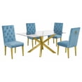thumbnail image 1 of 63"x 39" Rectangular Clear Glass 5pc Dining Set with Gold Stainless Steel, 1 of 5