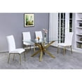thumbnail image 1 of 63"x 39" Rectangular Clear Glass 5pc Dining Set with Gold Stainless Steel, 1 of 3